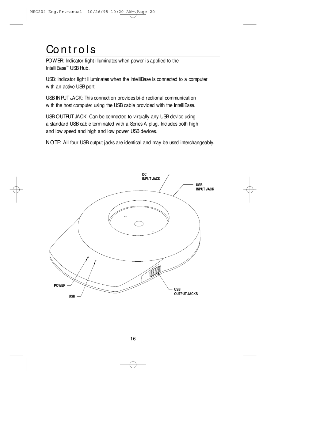 NEC IB-USB, A3844 user manual Controls 