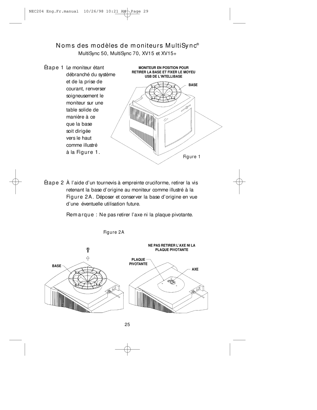 NEC A3844, IB-USB user manual Noms des modèles de moniteurs MultiSync, La Figure 