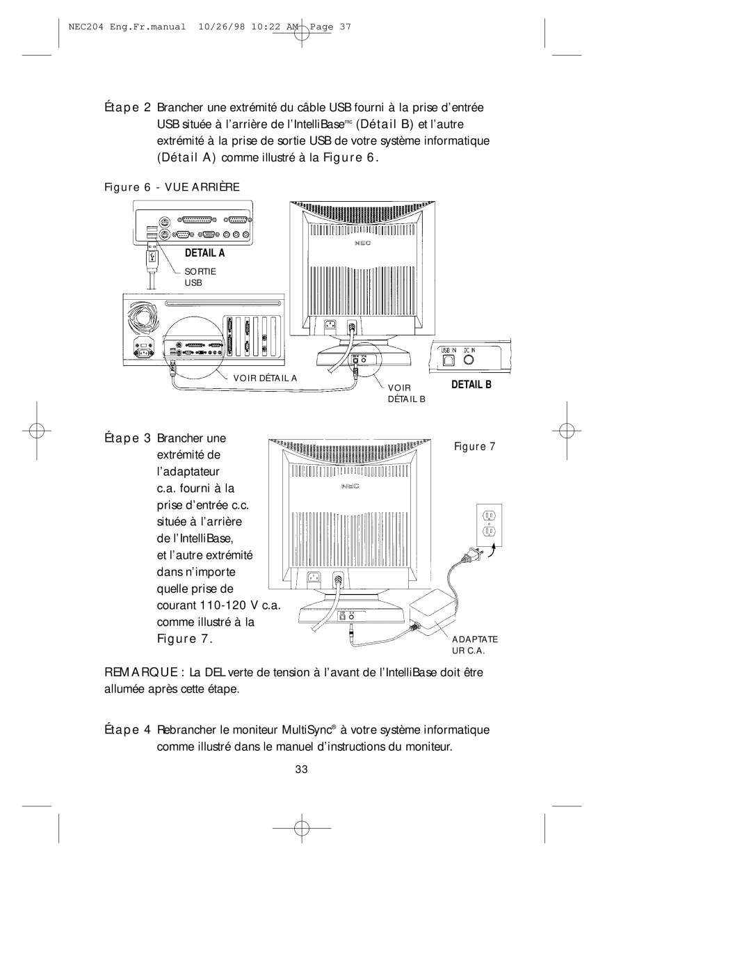 NEC A3844, IB-USB user manual VUE Arrière 