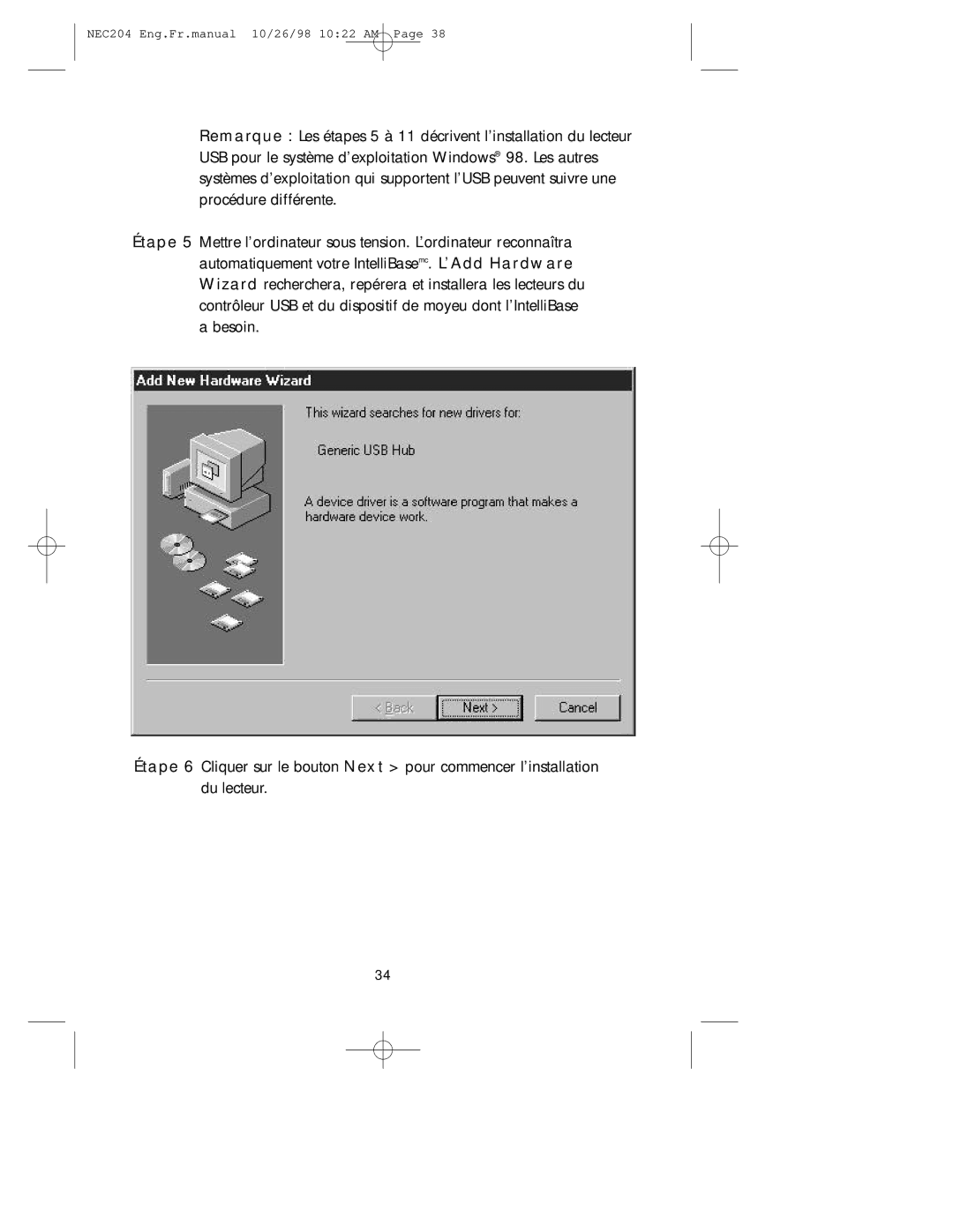 NEC IB-USB, A3844 user manual NEC204 Eng.Fr.manual 10/26/98 1022 AM 