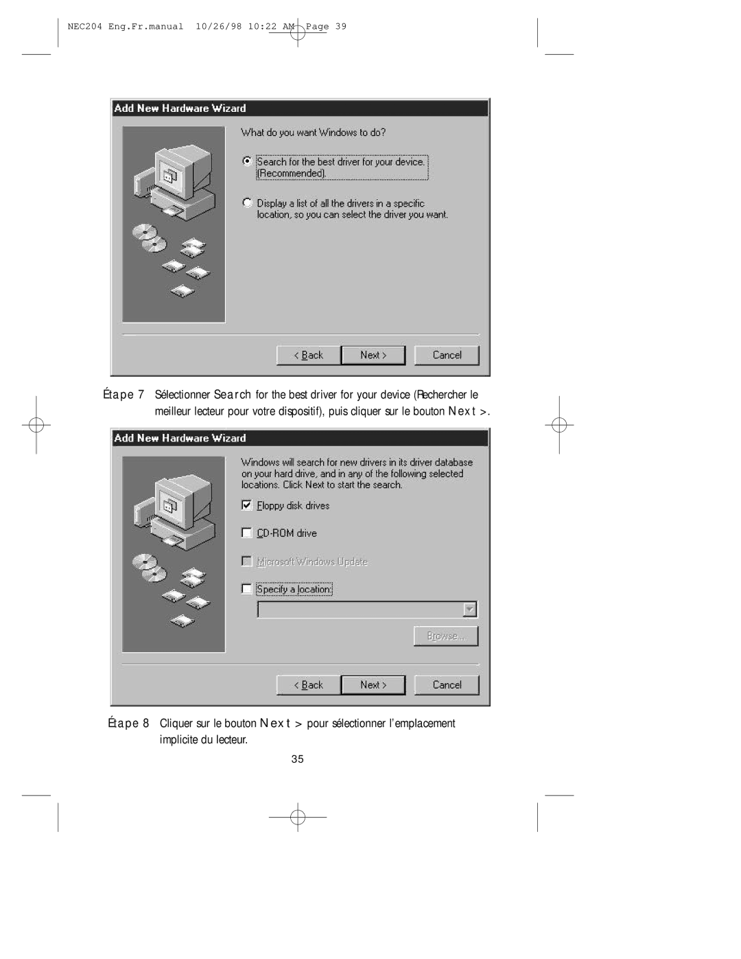 NEC A3844, IB-USB user manual NEC204 Eng.Fr.manual 10/26/98 1022 AM 