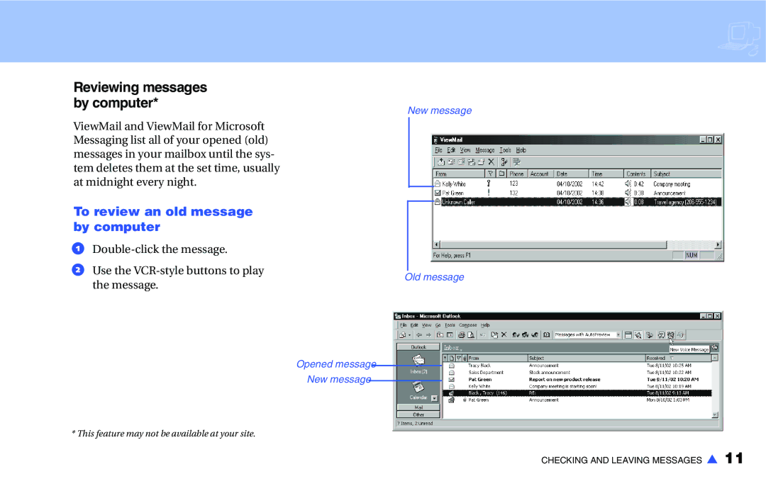 NEC IM-16 manual Reviewing messages by computer, To review an old message by computer 