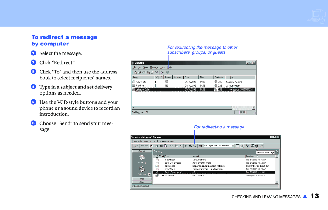 NEC IM-16 manual To redirect a message by computer 