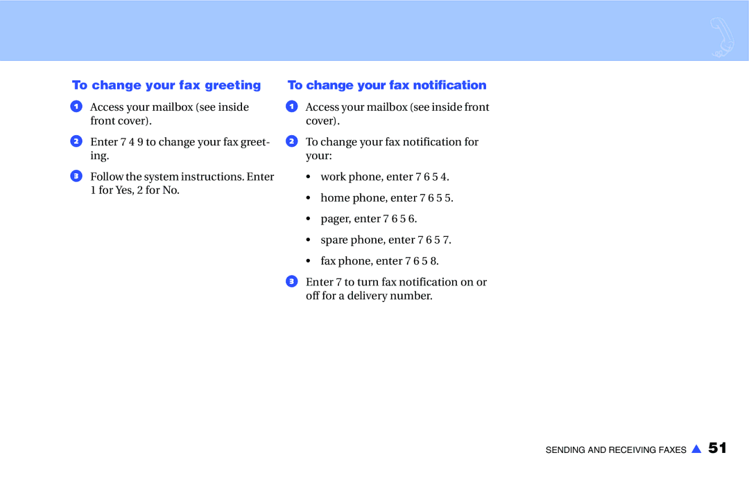 NEC IM-16 manual To change your fax greeting, To change your fax notification 