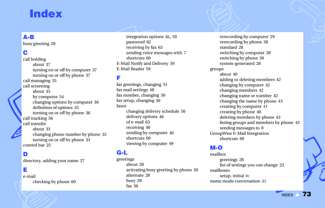 NEC IM-16 manual Index 