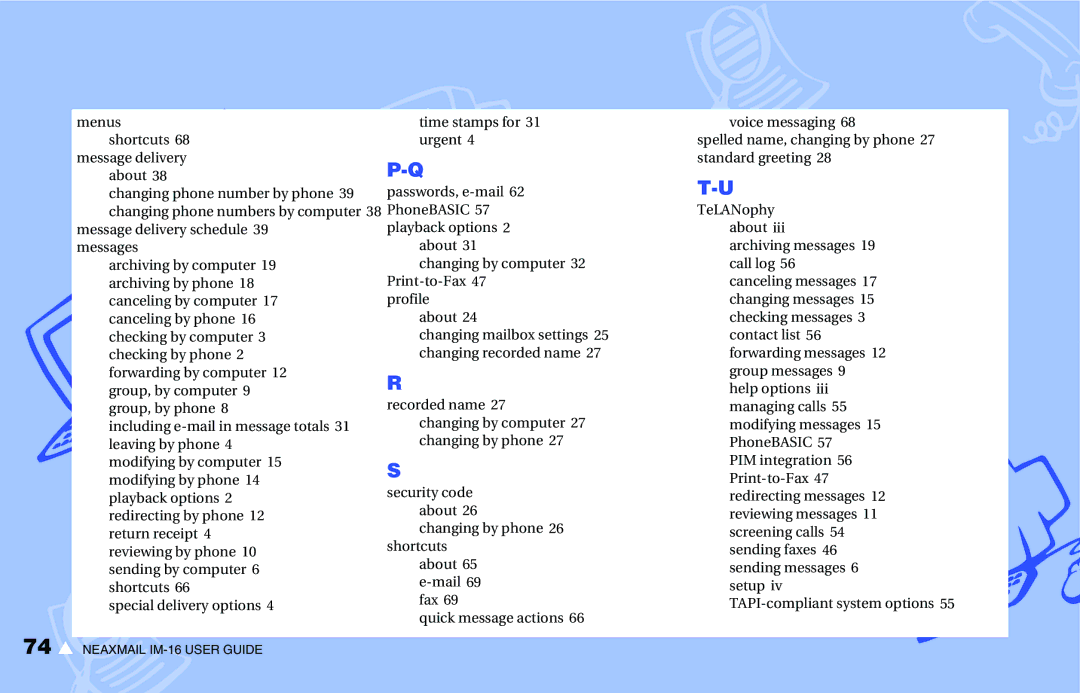 NEC manual Neaxmail IM-16 User Guide 