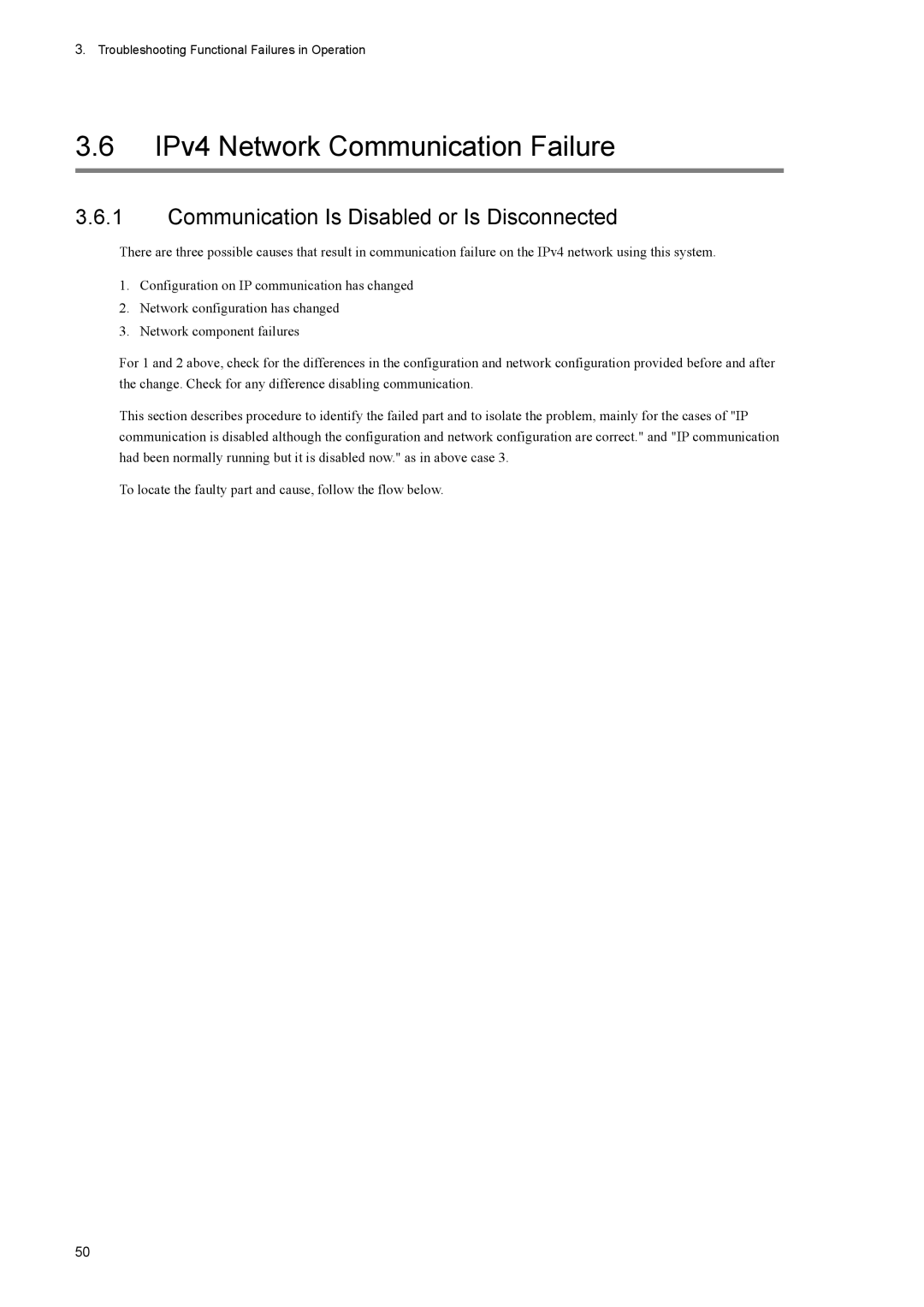 NEC IP8800/S2400, IP8800/S6600 manual IPv4 Network Communication Failure, Communication Is Disabled or Is Disconnected 