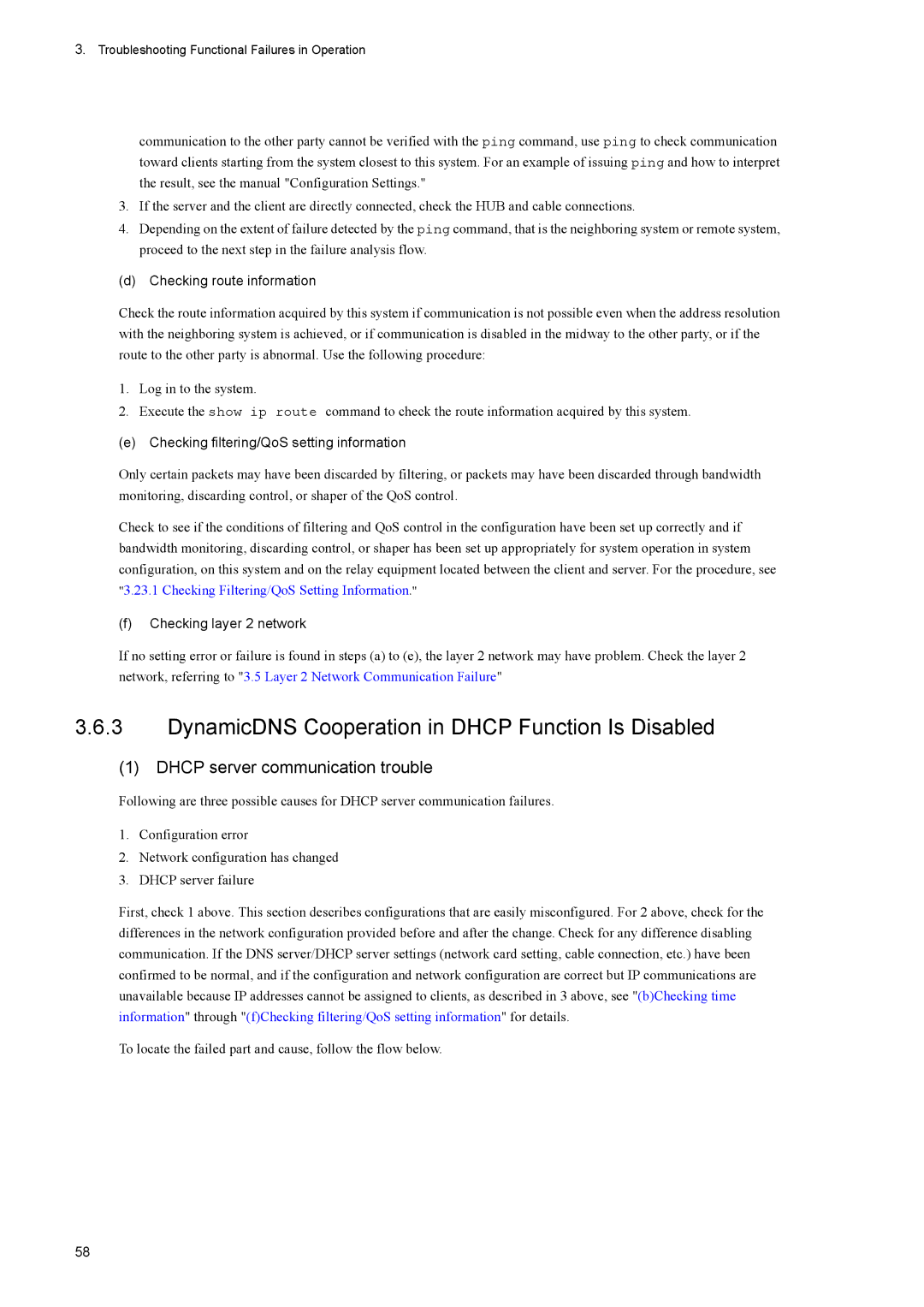 NEC IP8800/S6600, IP8800/S3600, IP8800/S2400 DynamicDNS Cooperation in Dhcp Function Is Disabled, Checking layer 2 network 