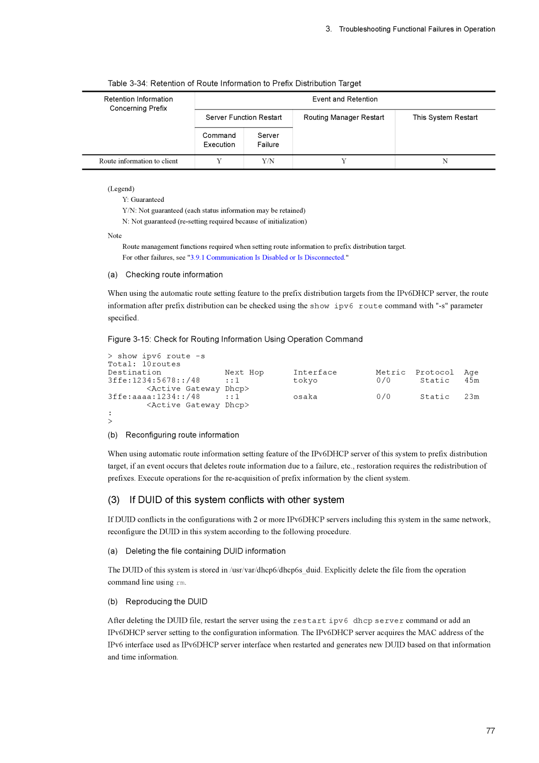 NEC IP8800/S6300 If Duid of this system conflicts with other system, Reconfiguring route information, Reproducing the Duid 