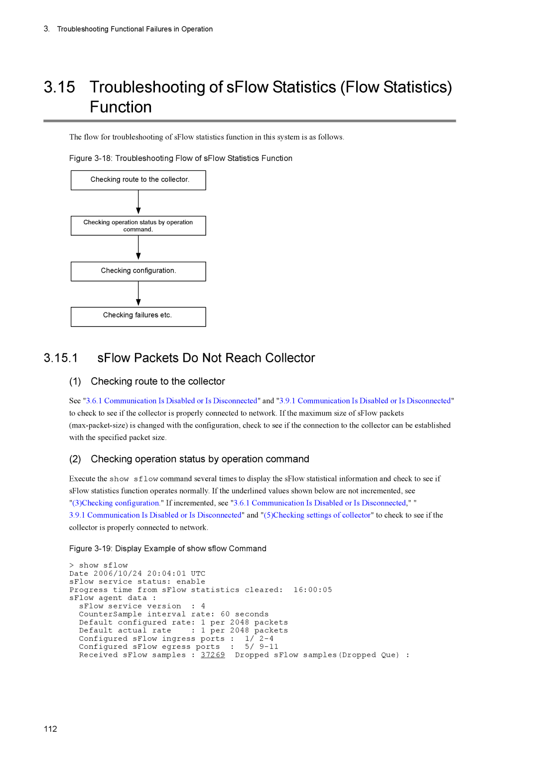 NEC IP8800/S6300, IP8800/S6600, IP8800/S3600 manual SFlow Packets Do Not Reach Collector, Checking route to the collector 