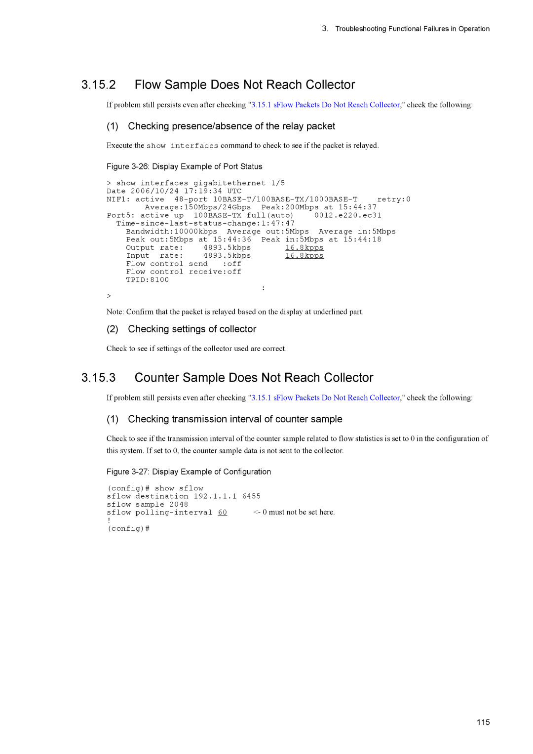 NEC IP8800/S2400, IP8800/S6600 manual Flow Sample Does Not Reach Collector, Counter Sample Does Not Reach Collector, 115 