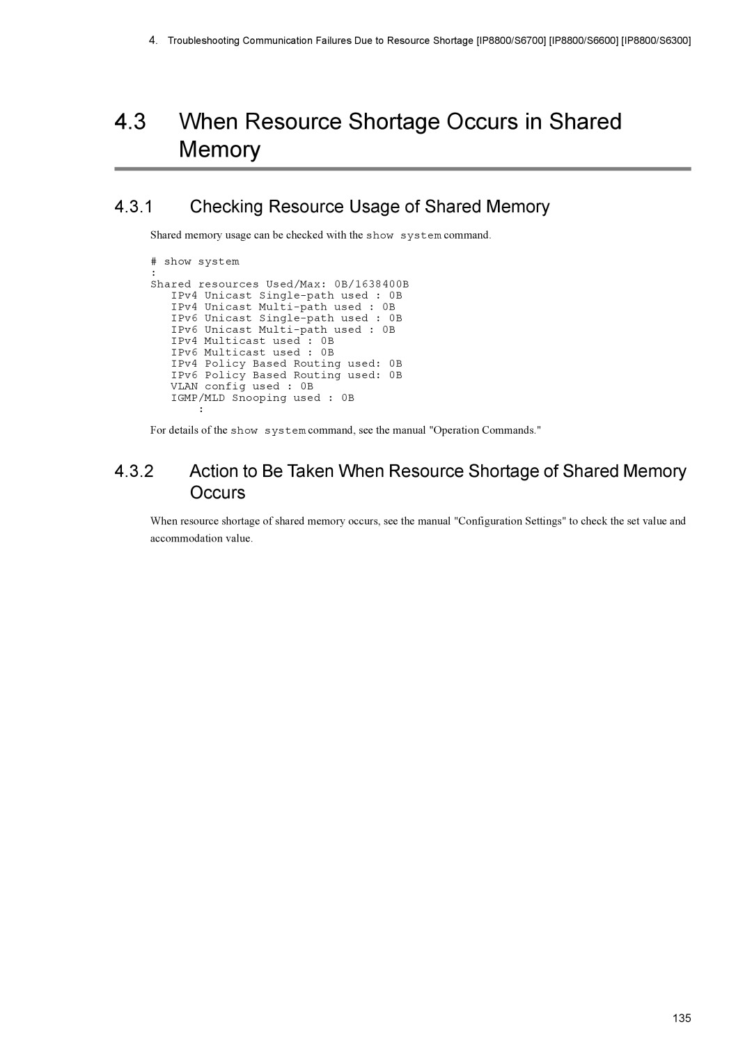NEC IP8800/S2400, IP8800/S6600 When Resource Shortage Occurs in Shared Memory, Checking Resource Usage of Shared Memory 