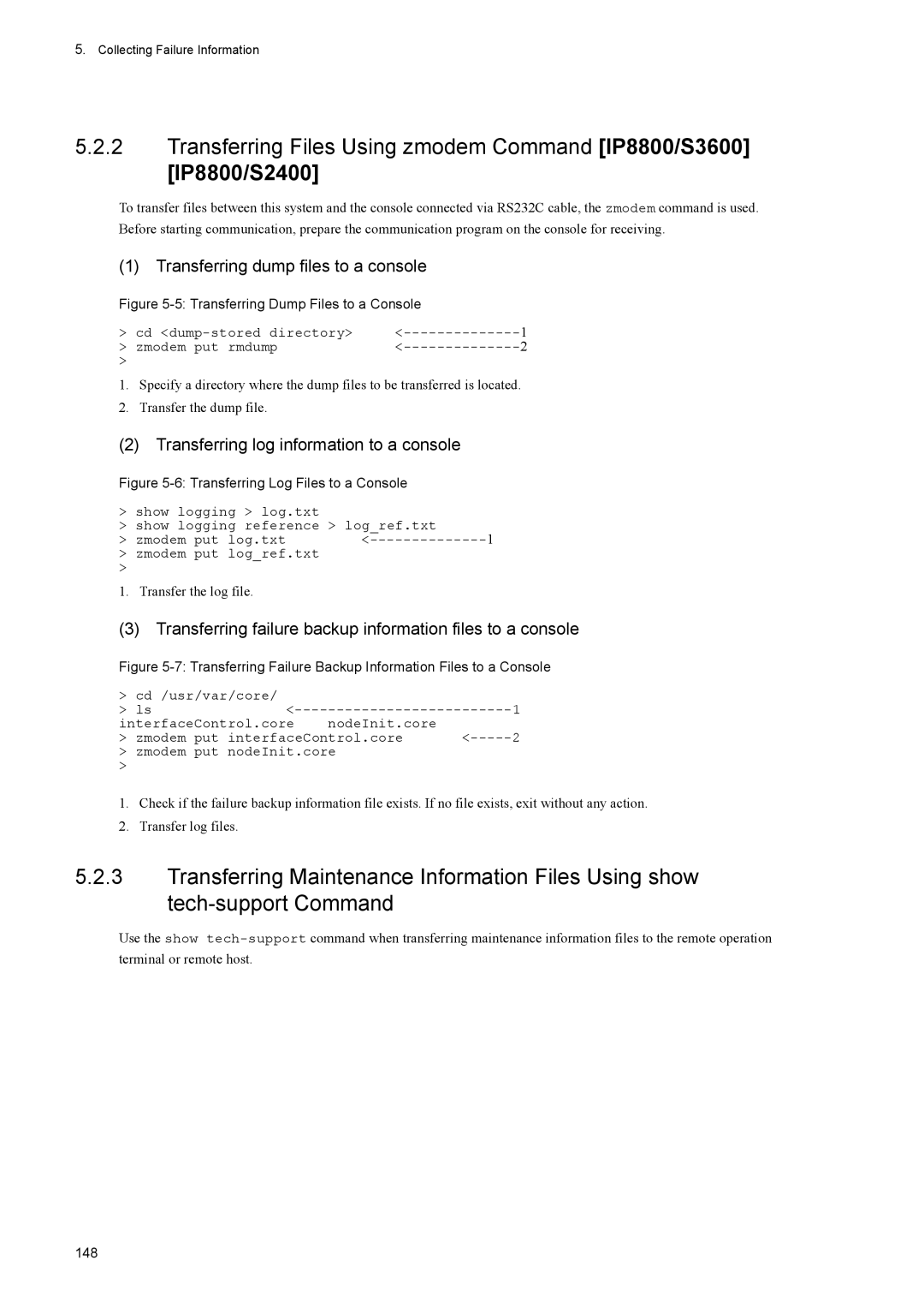 NEC IP8800/S6600, IP8800/S3600 manual Transferring dump files to a console, Transferring log information to a console, 148 