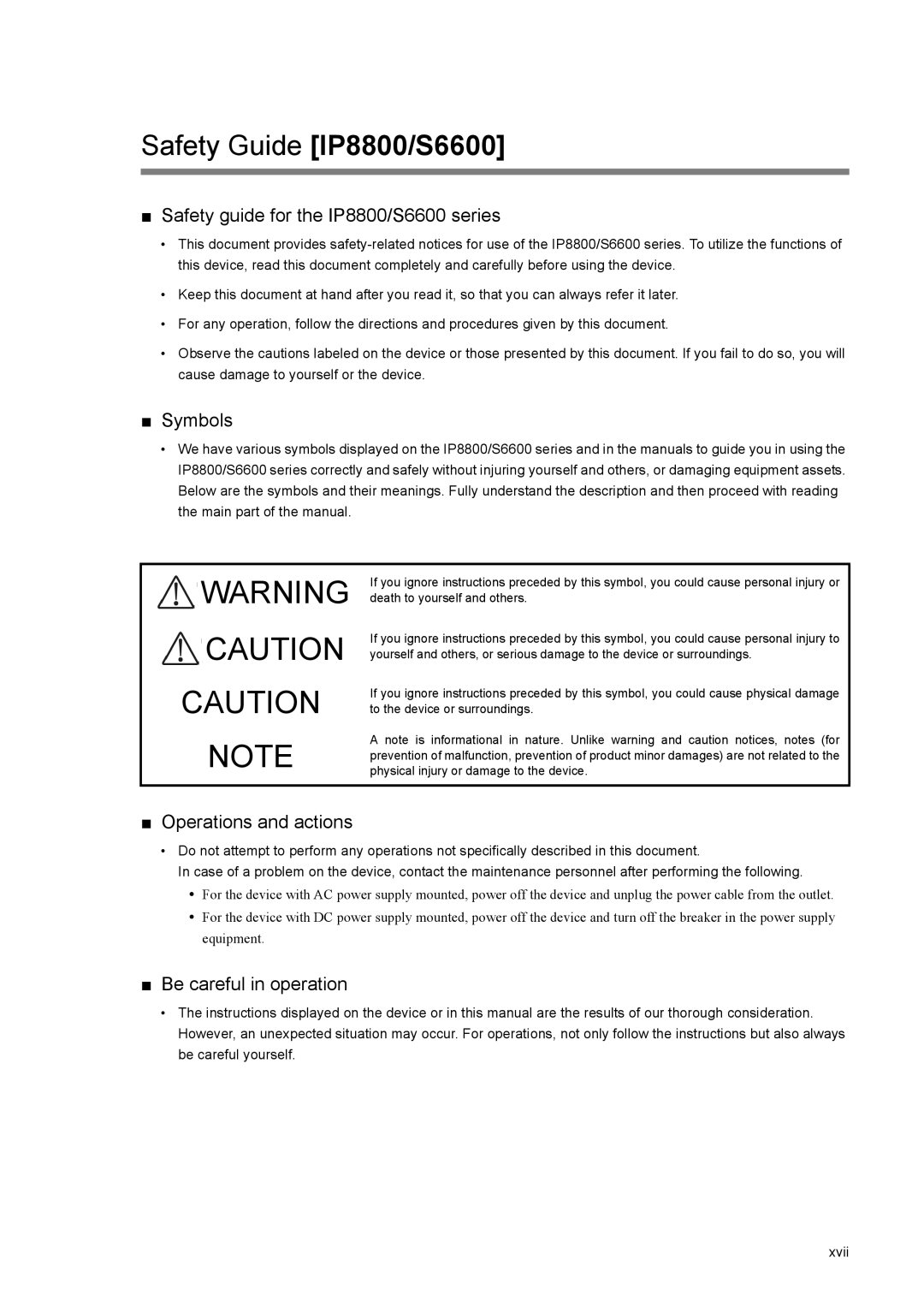 NEC IP8800/S2400, IP8800/S3600, IP8800/S6700 manual Safety Guide IP8800/S6600, Safety guide for the IP8800/S6600 series 