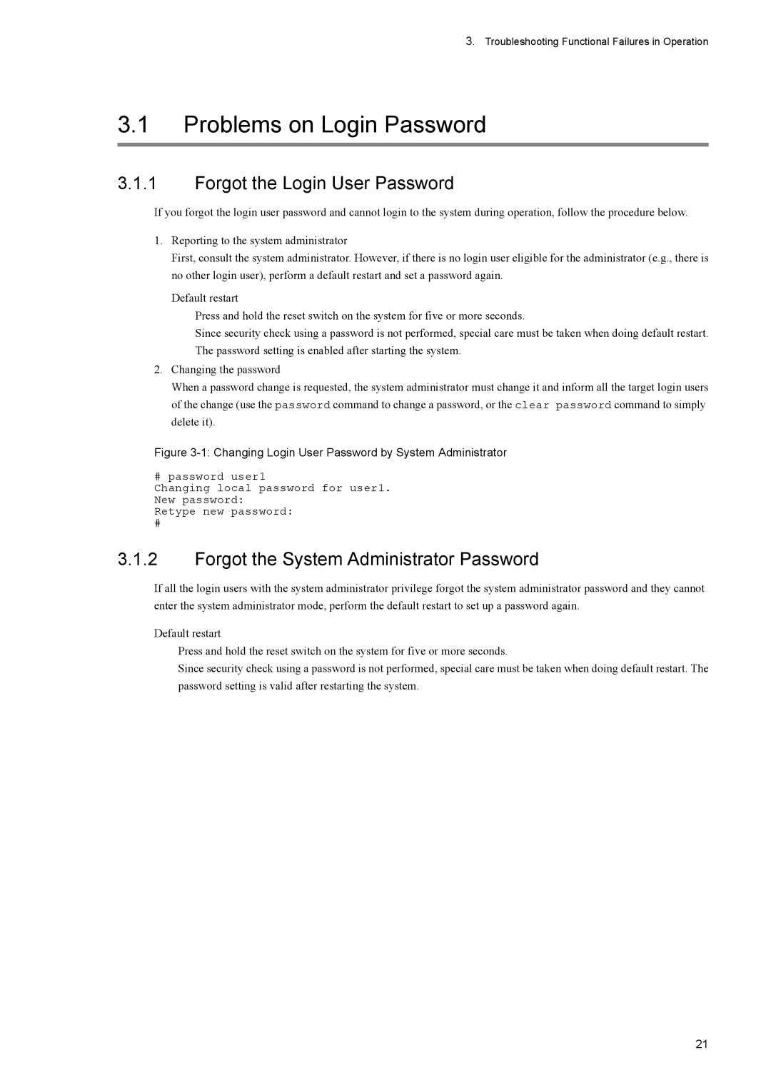NEC IP8800/S6700 Problems on Login Password, Forgot the Login User Password, Forgot the System Administrator Password 