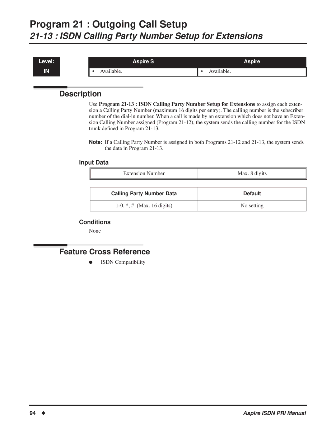 NEC ISDN-PRI manual Isdn Calling Party Number Setup for Extensions 