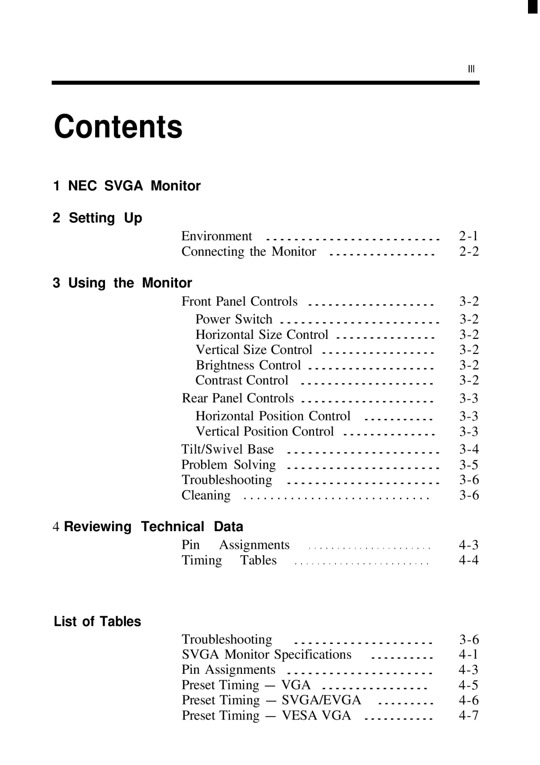 NEC JC-1431VMB user manual Contents 