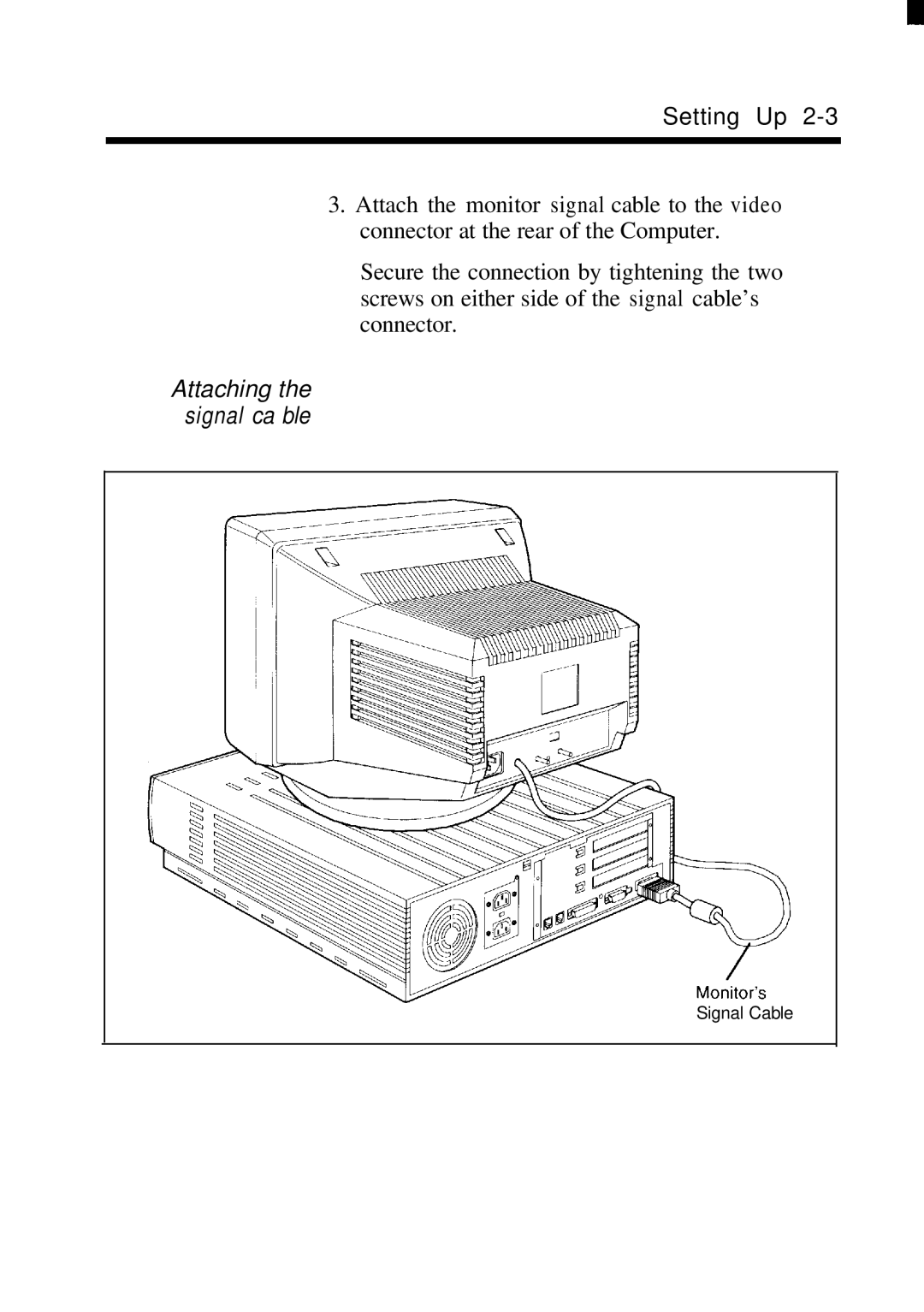 NEC JC-1431VMB user manual Attaching the signal ca ble 