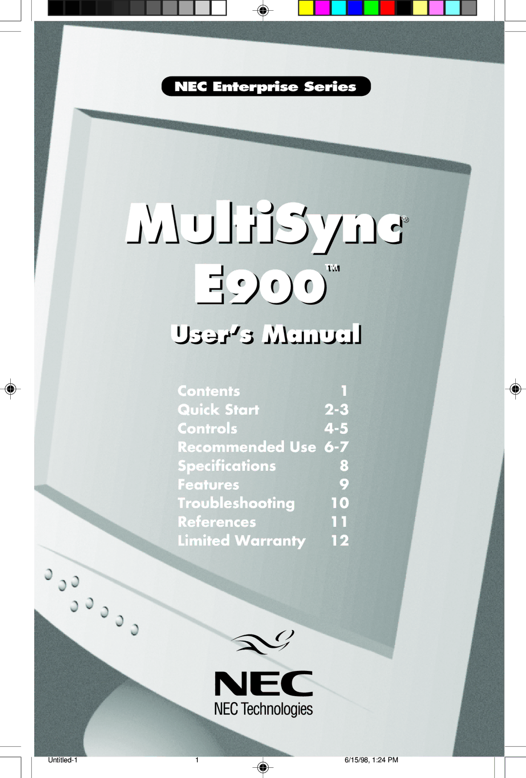 NEC JC-1941UMA user manual MultiSync 