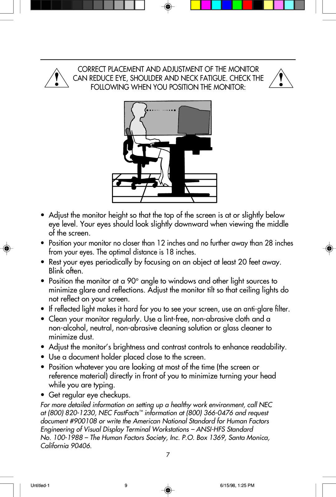 NEC JC-1941UMA user manual Untitled-1 15/98, 125 PM 