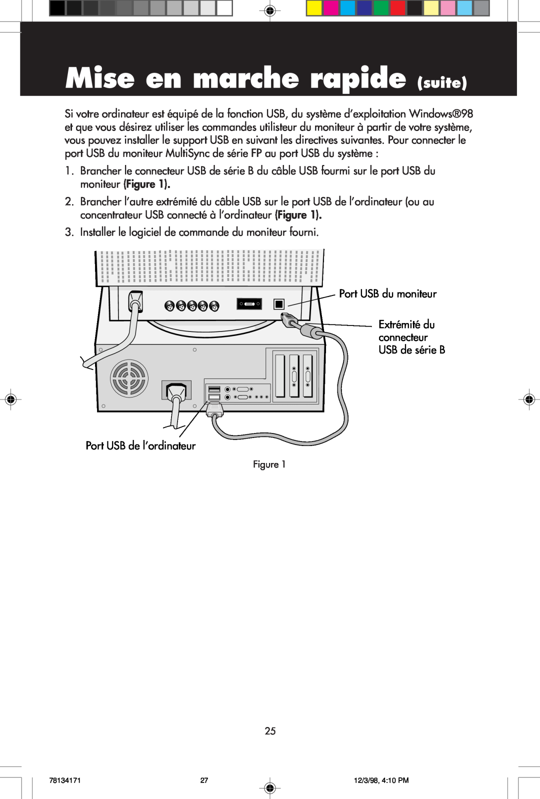 NEC JC-1946UMW, JC-2241UMW user manual Mise en marche rapide suite, Installer le logiciel de commande du moniteur fourni 