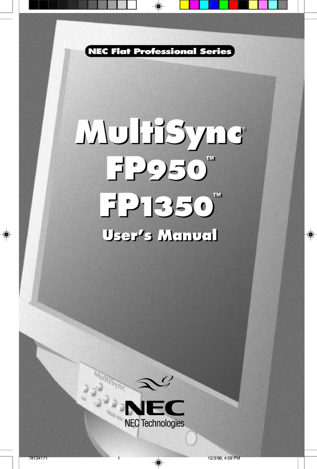 NEC JC-1946UMW, JC-2241UMW user manual MultiSync 