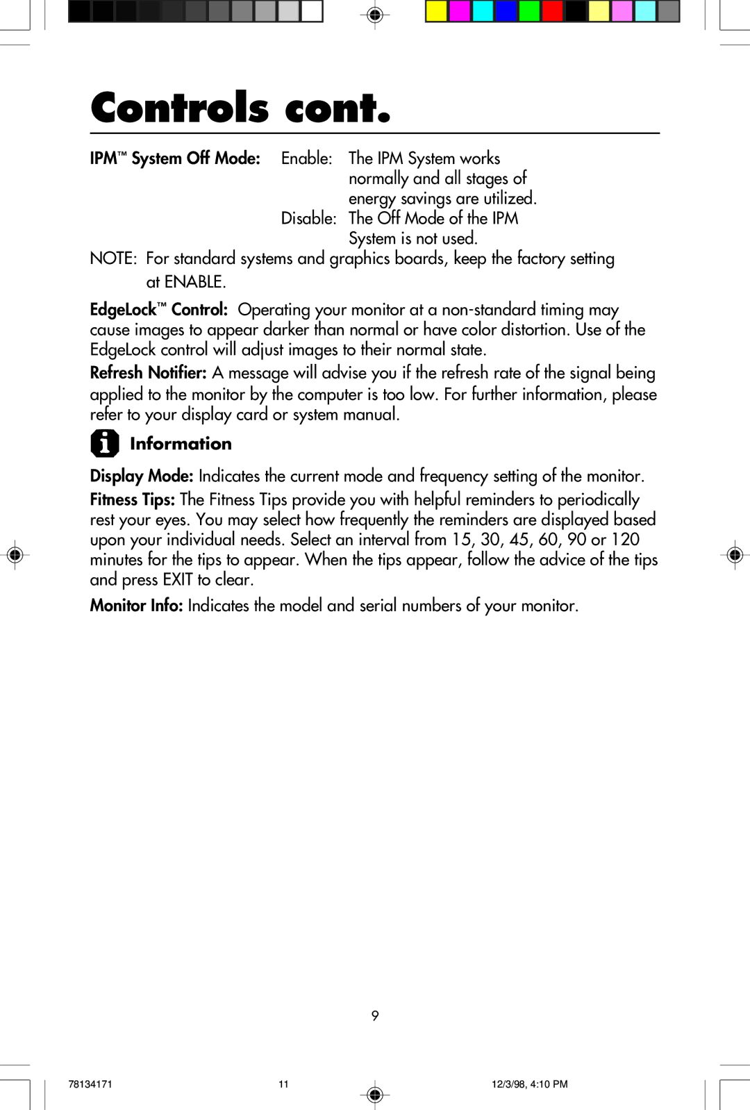 NEC JC-1946UMW, JC-2241UMW user manual Information 