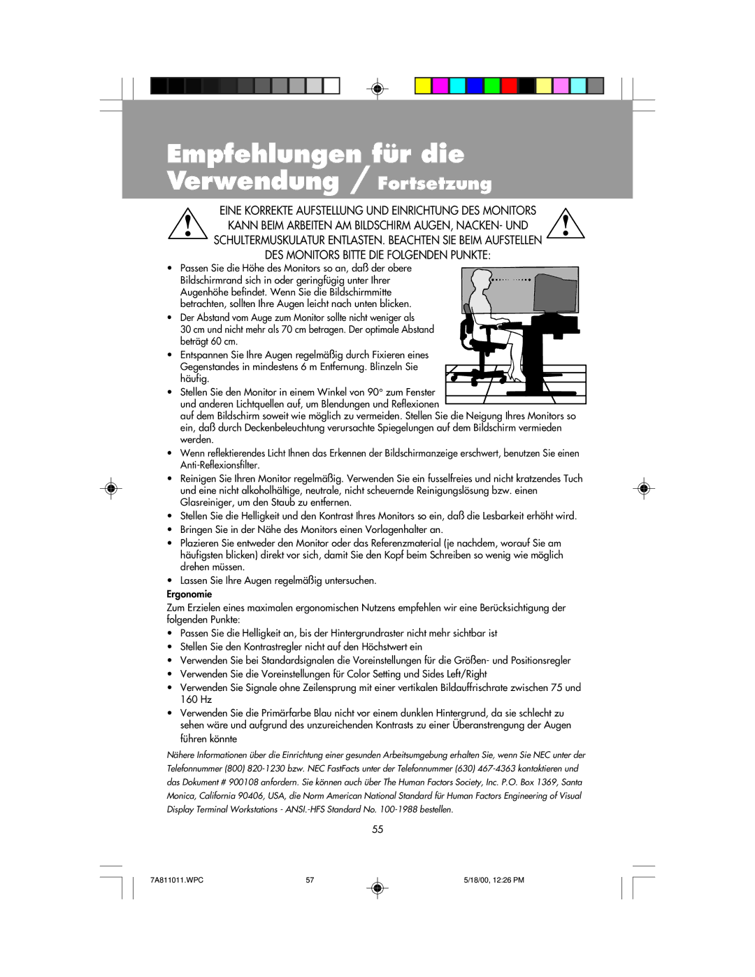 NEC FP1350X, JC-22W72 manual Empfehlungen für die Verwendung / Fortsetzung 