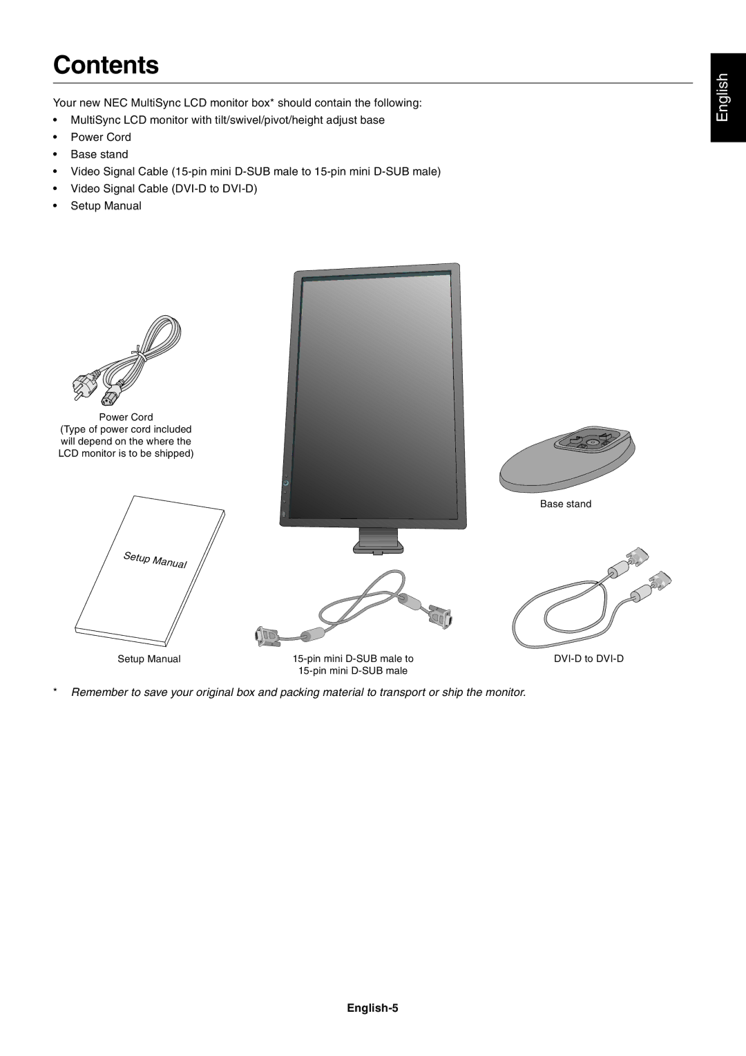 NEC L227HR user manual Contents 