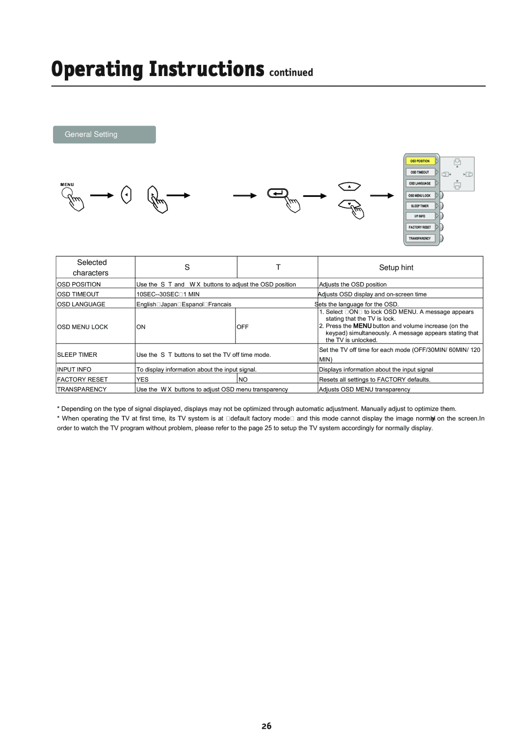 NEC L234GC, LCD2335WXM manual General Setting 