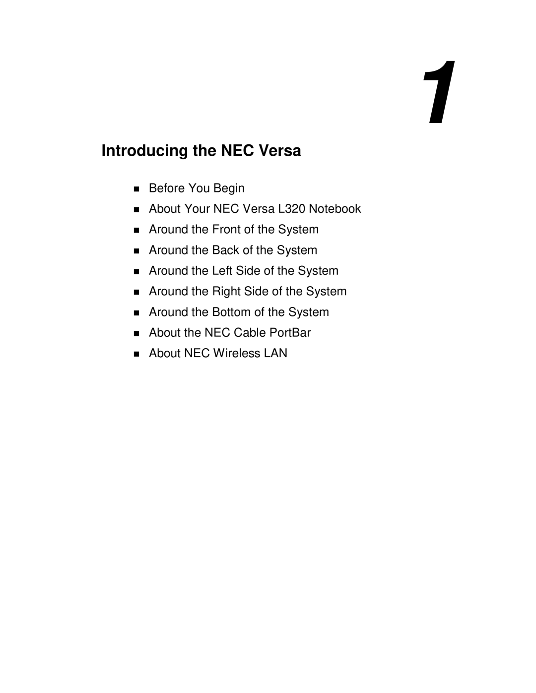 NEC L320 manual Introducing the NEC Versa 