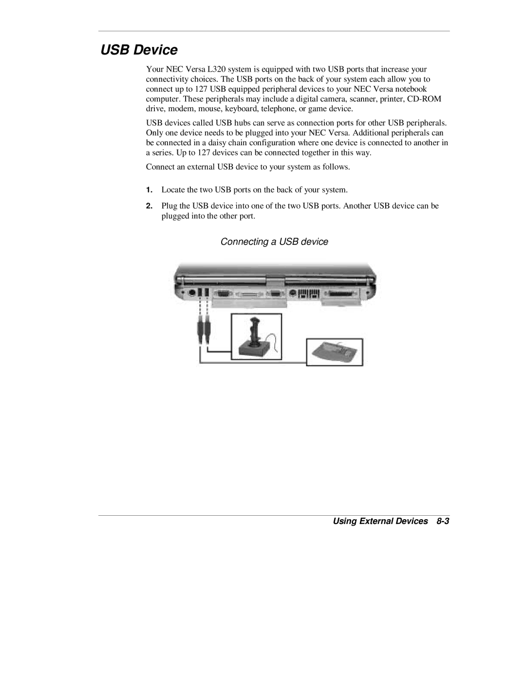 NEC L320 manual USB Device, Connecting a USB device 