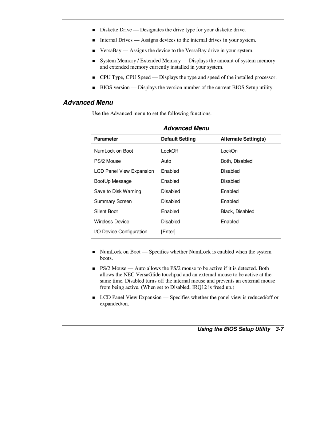 NEC L320 manual Advanced Menu 