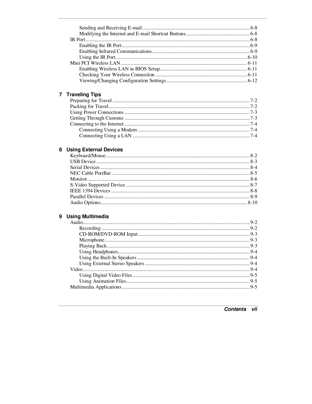 NEC L320 manual Traveling Tips 