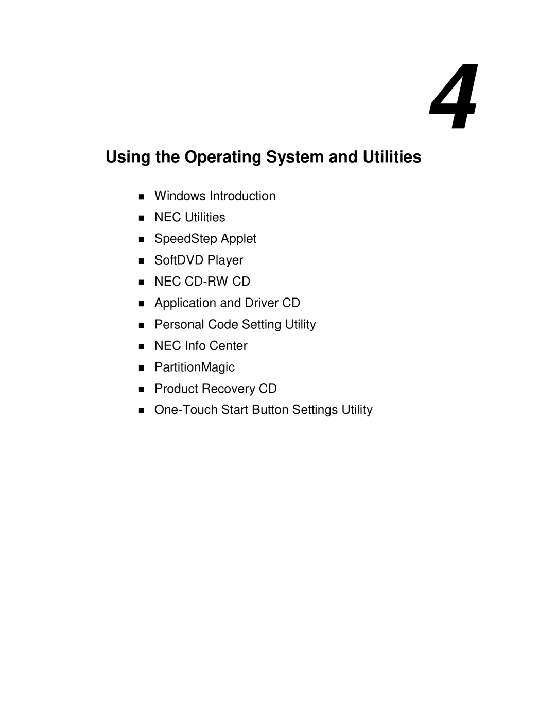 NEC L320 manual Using the Operating System and Utilities, Nec Cd-Rw Cd 