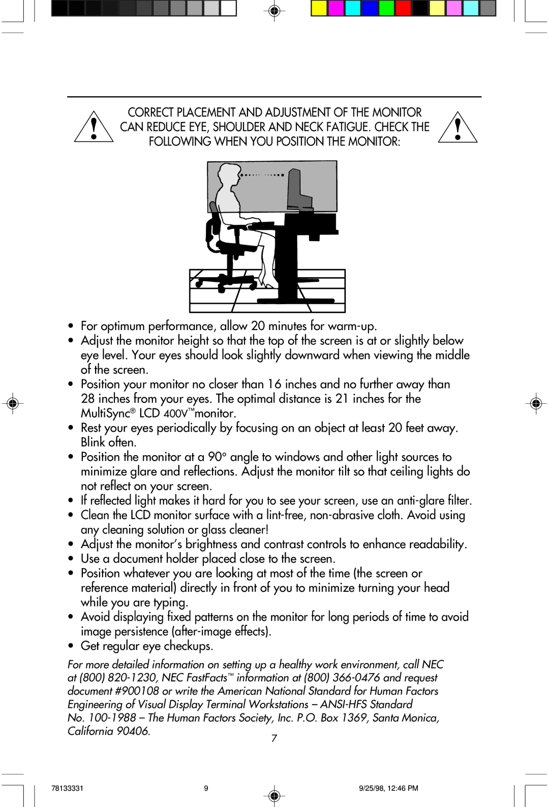 NEC LA-1422JMW user manual 78133331 25/98, 1246 PM 