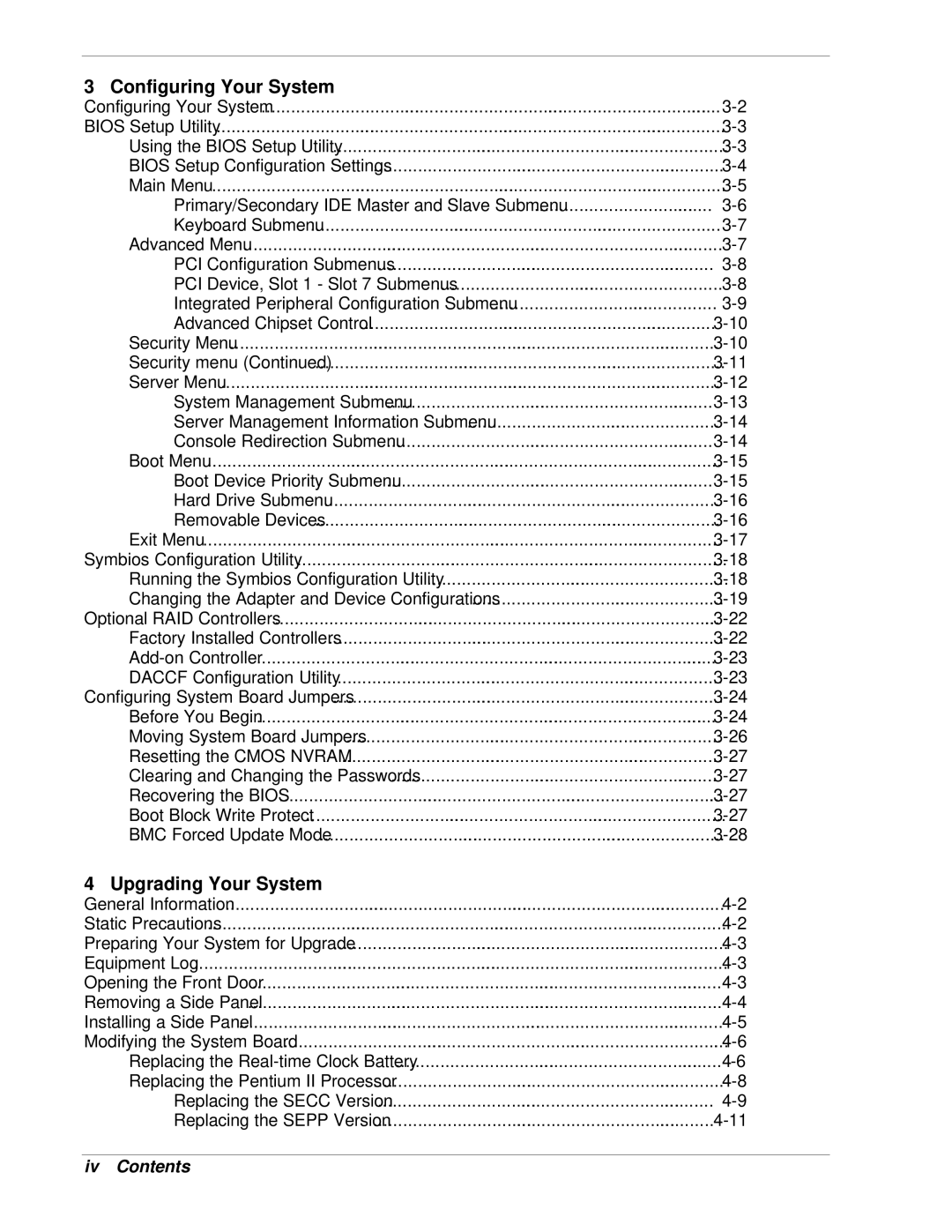 NEC LC1400 manual Configuring Your System, Iv Contents 