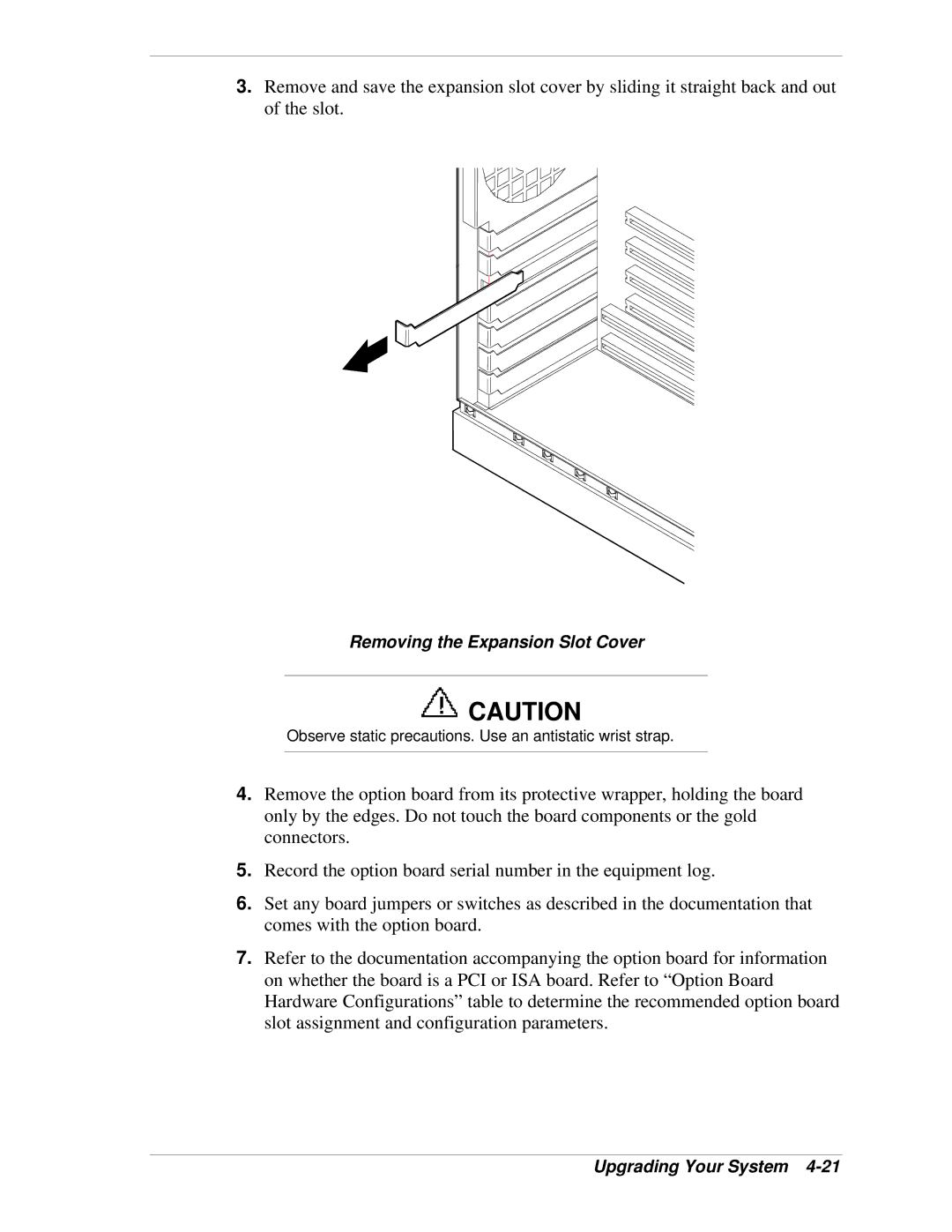 NEC LC1400 manual Removing the Expansion Slot Cover 