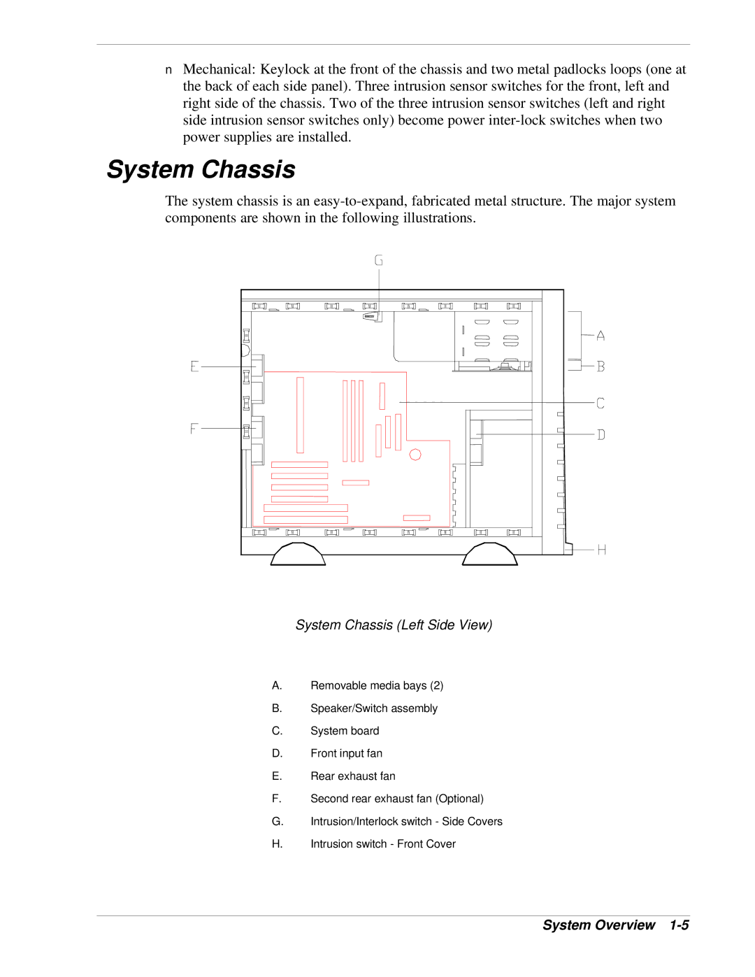 NEC LC1400 manual System Chassis Left Side View 