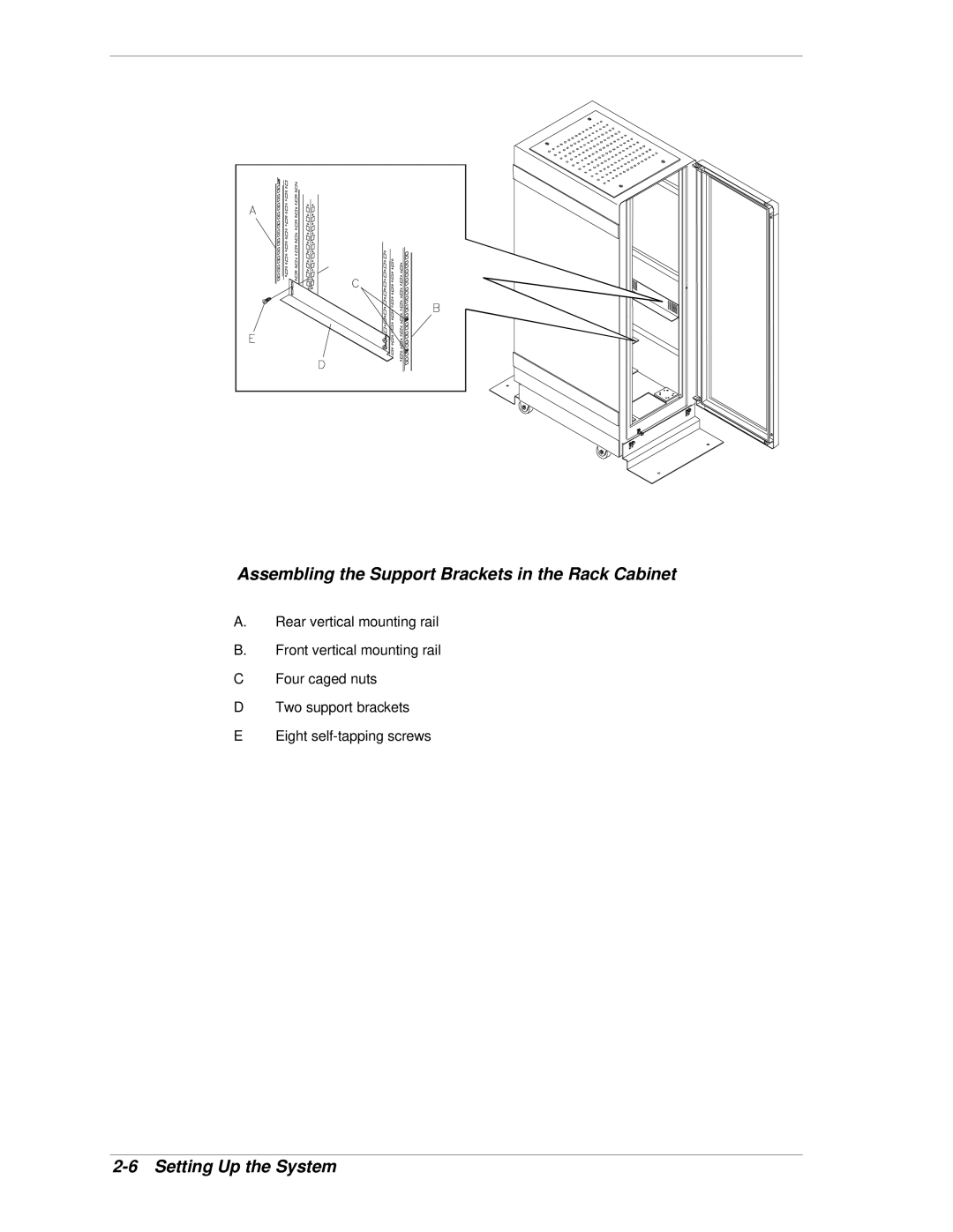 NEC LC1400 manual Assembling the Support Brackets in the Rack Cabinet 