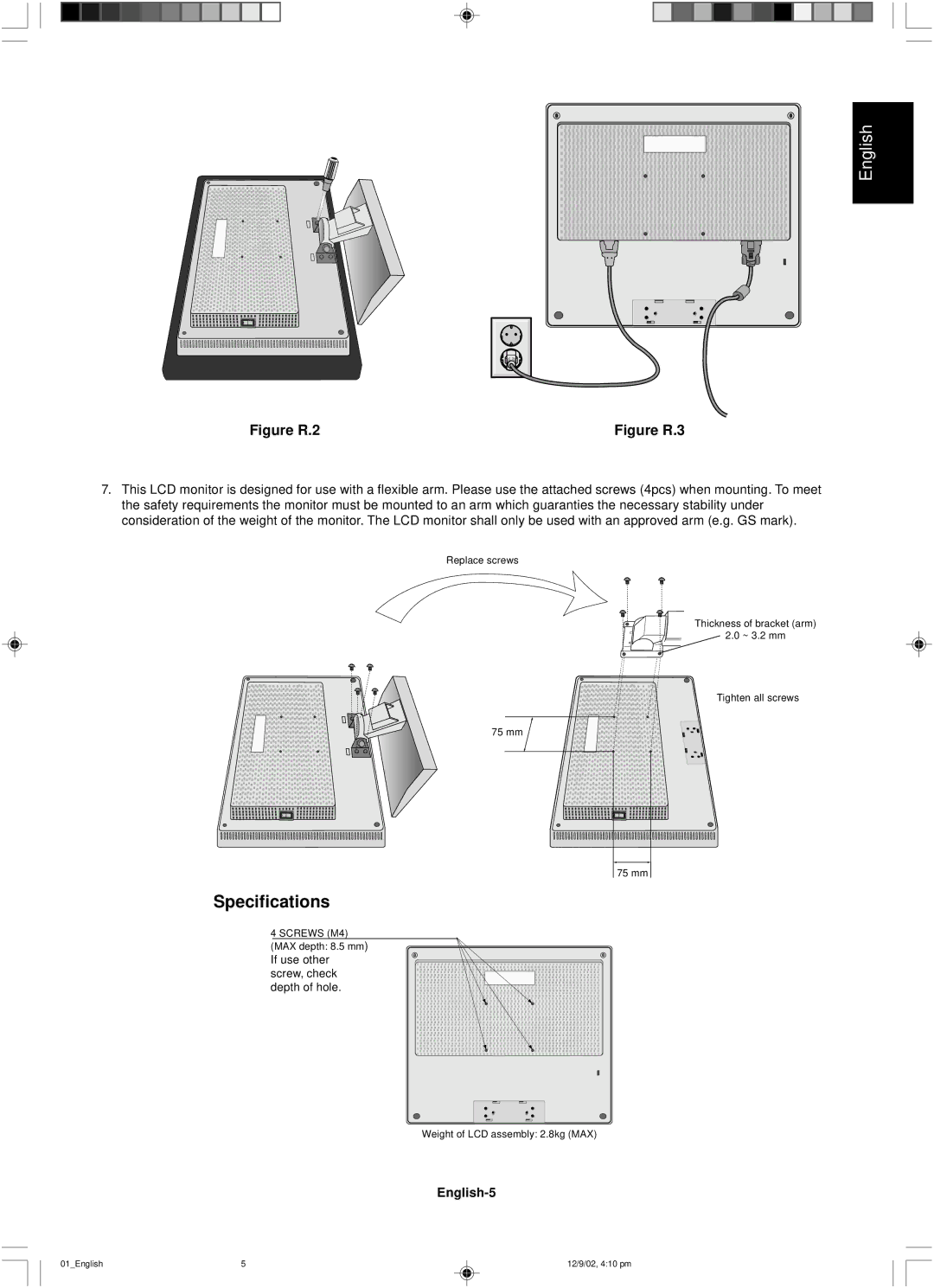 NEC LCD1501 user manual Specifications, English-5 