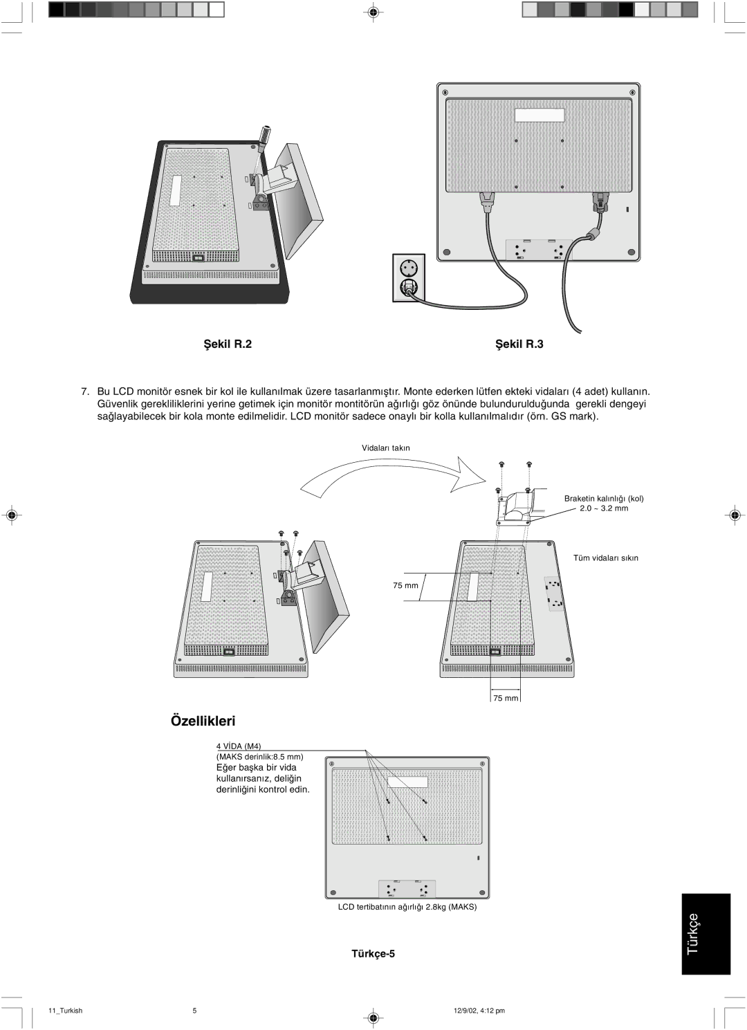 NEC LCD1501 user manual Özellikleri 