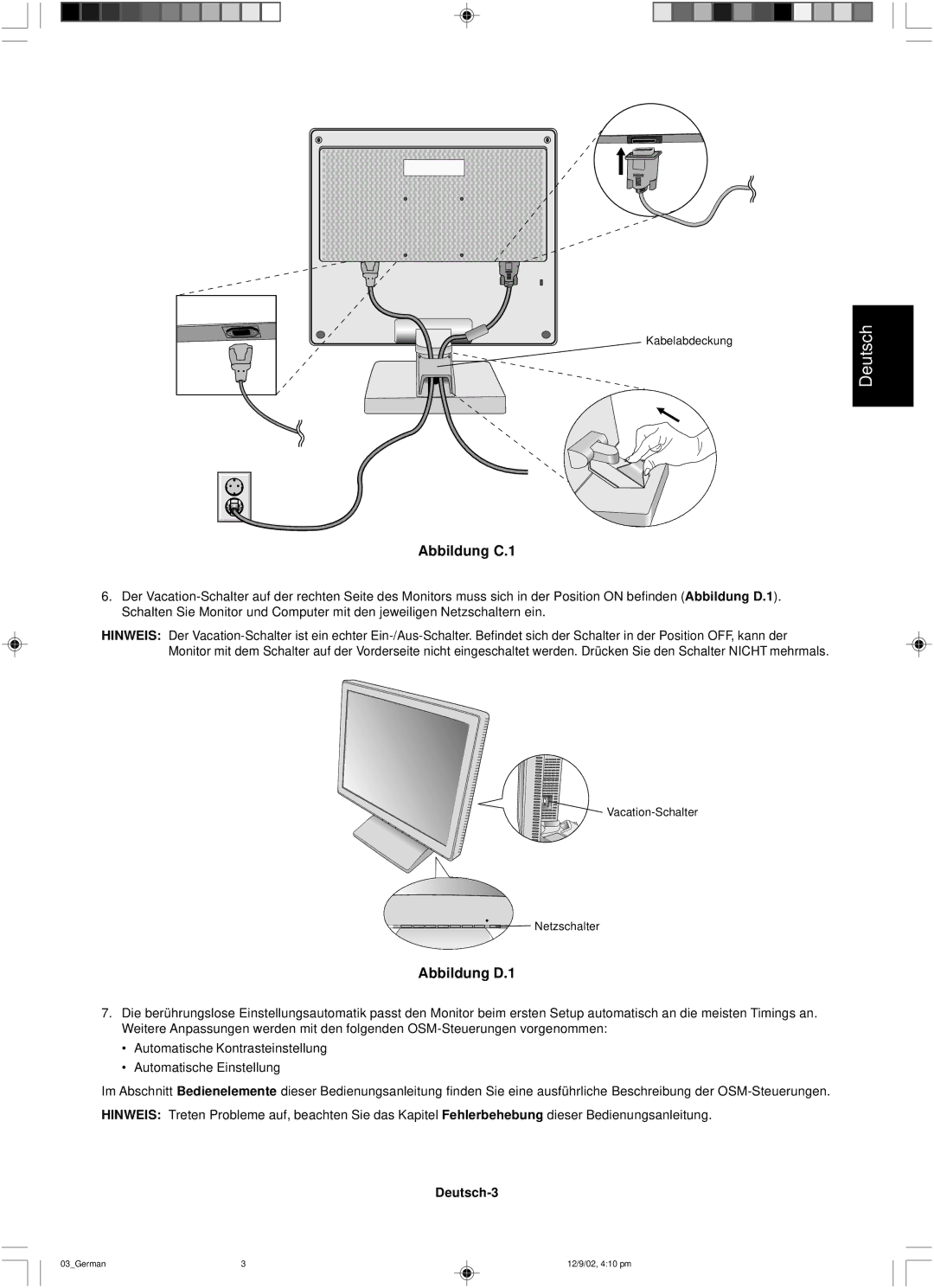 NEC LCD1501 user manual Abbildung C.1, Deutsch-3 