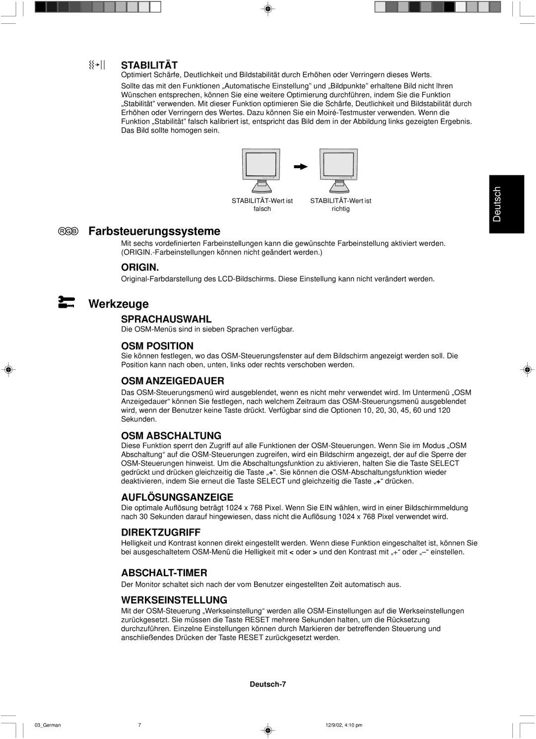 NEC LCD1501 user manual Farbsteuerungssysteme, Werkzeuge 