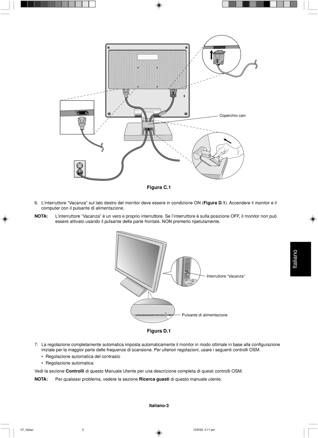 NEC LCD1501 user manual Figura C.1, Italiano-3 