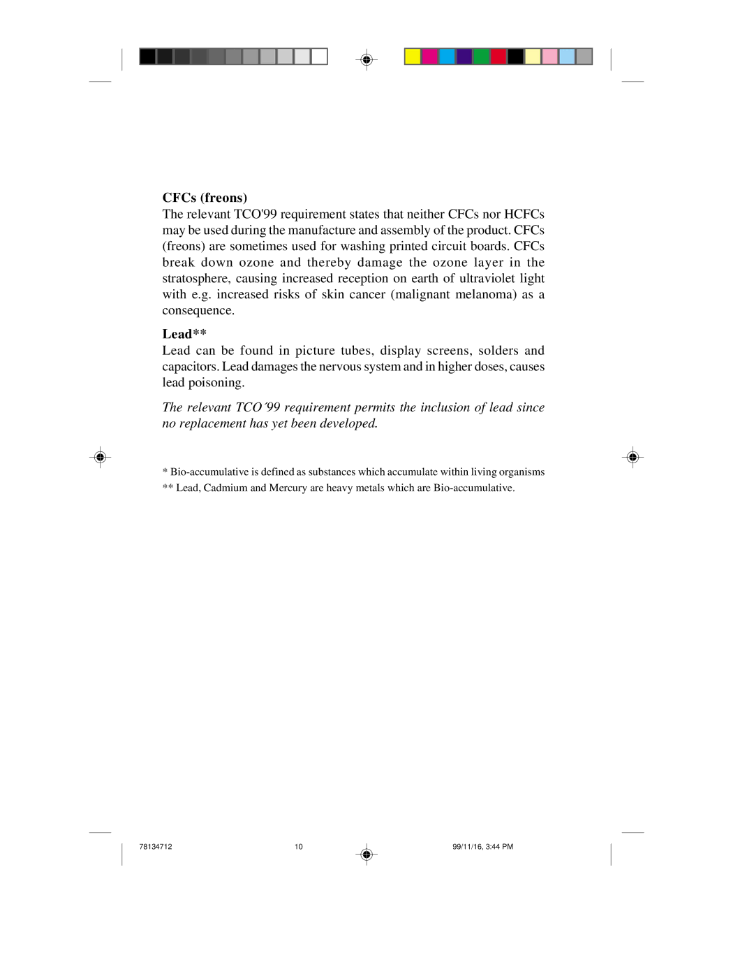 NEC LCD1510+, LCD1510V+ user manual CFCs freons 