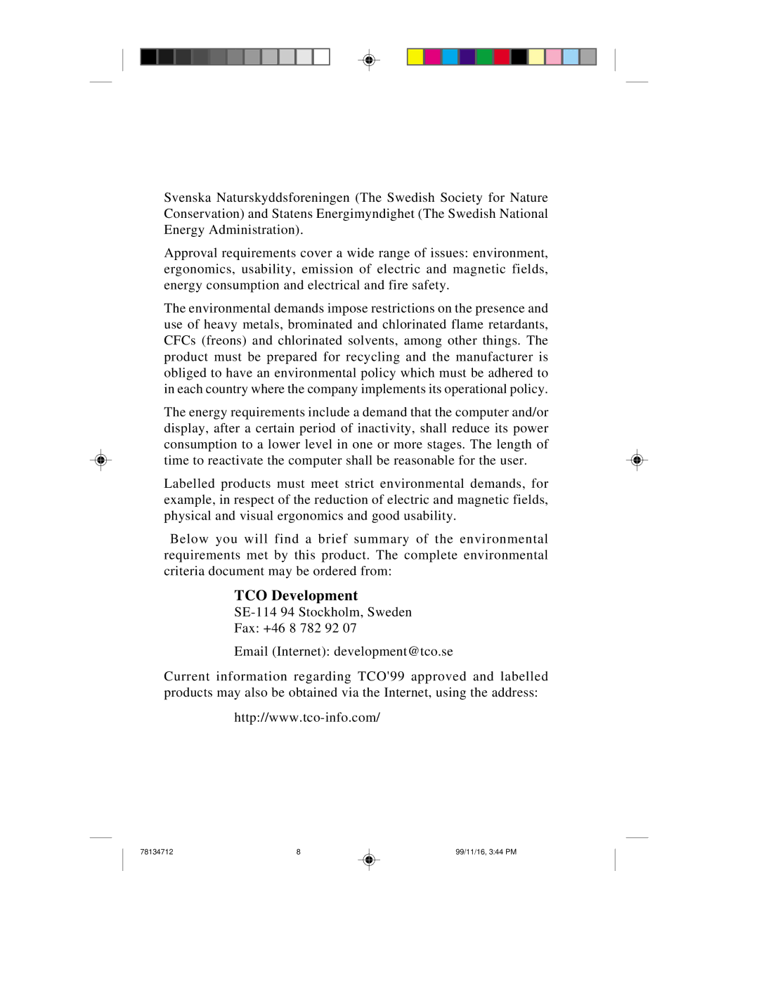 NEC LCD1510+, LCD1510V+ user manual TCO Development 