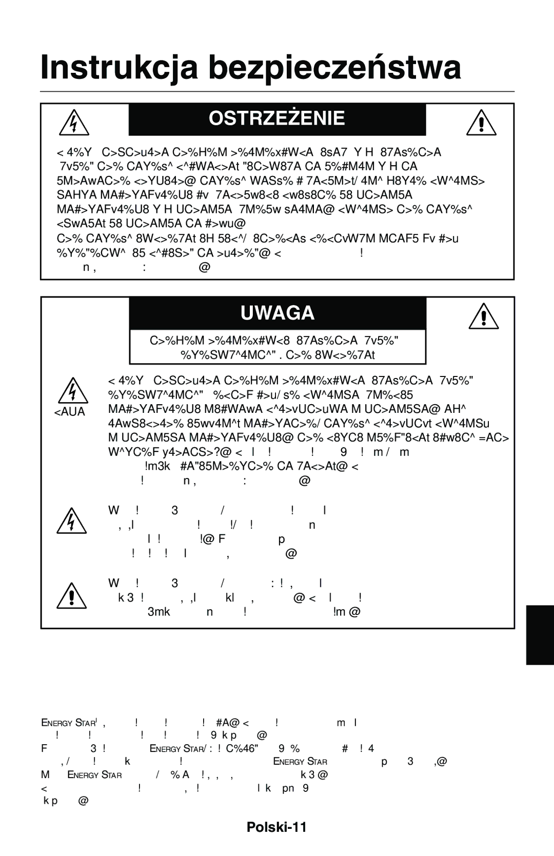 NEC LCD1525M user manual Instrukcja bezpieczeƒstwa, Ostrze˚Enie 