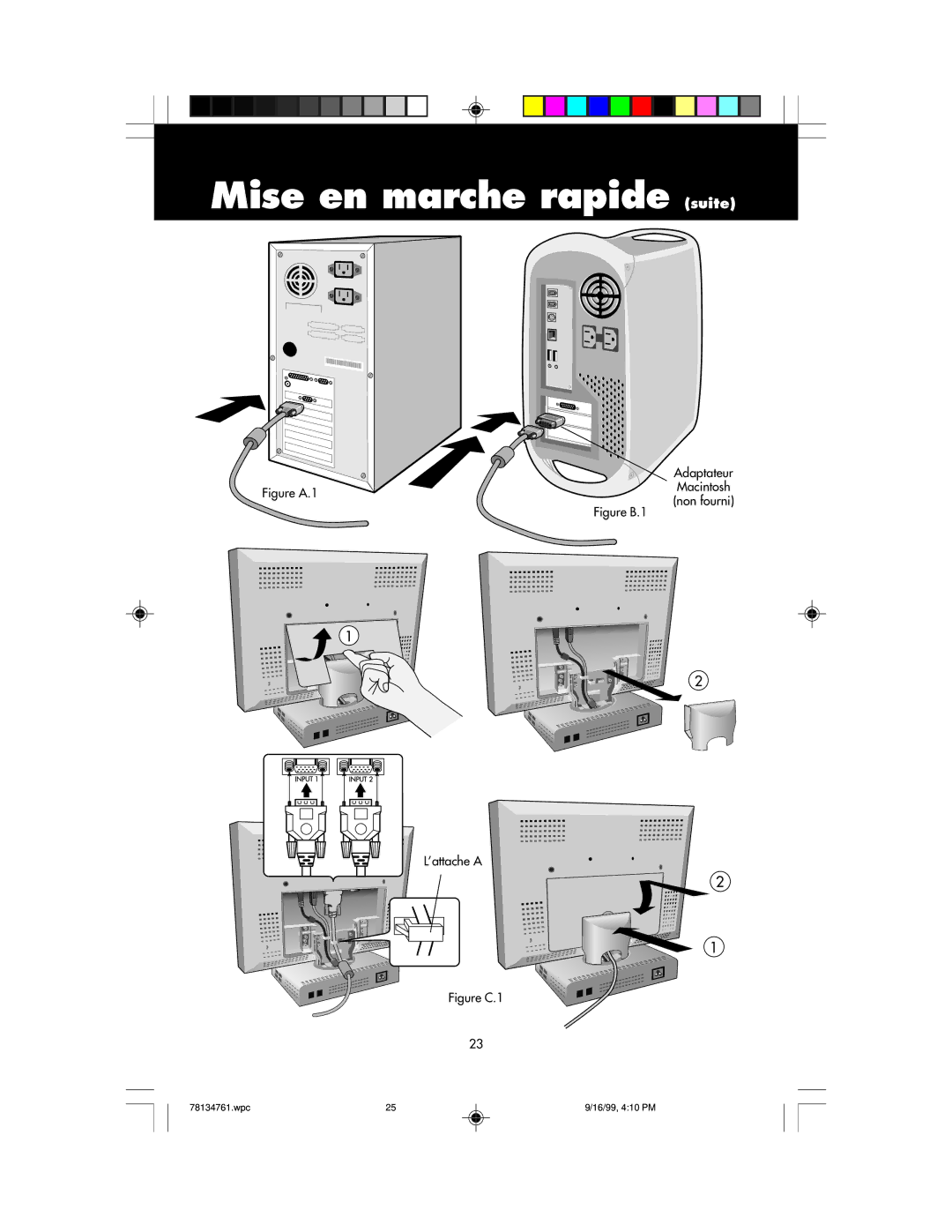 NEC LCD1525S user manual Mise en marche rapide suite 