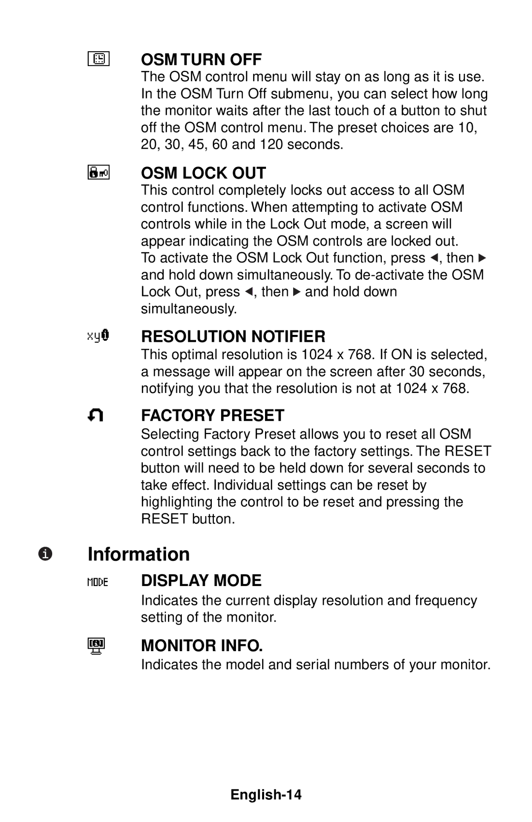 NEC LCD1550V user manual Information, English-14 